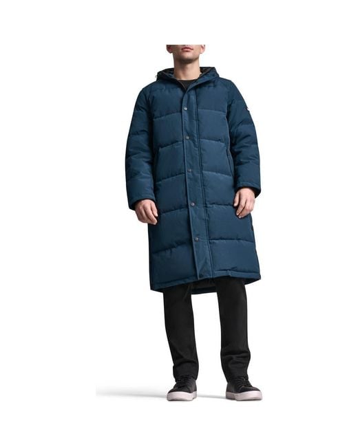 DKNY Blue Zip Front Longline Puffer for men