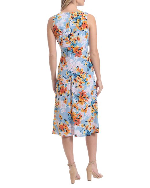 London Times Multicolor Sleeveless Midi Dress