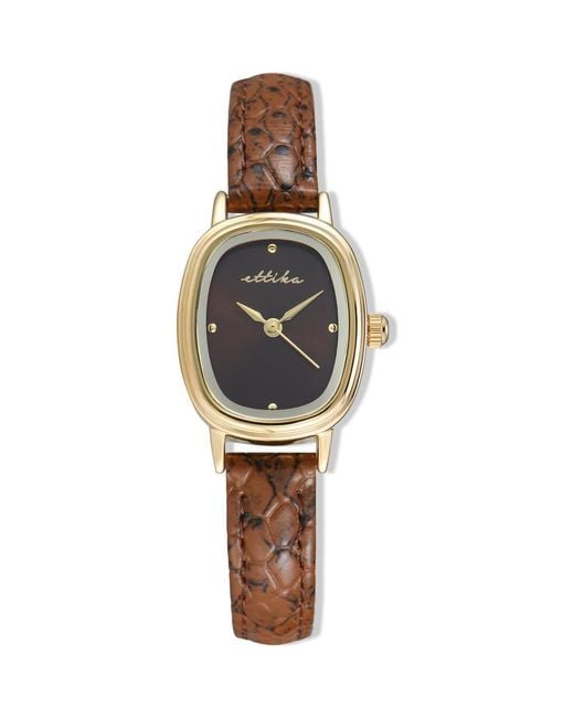 Ettika Brown Square Case Leather Strap Watch