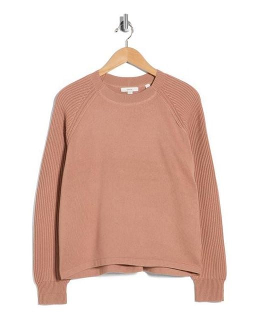 Vince Pink Ribbed Cotton Pullover