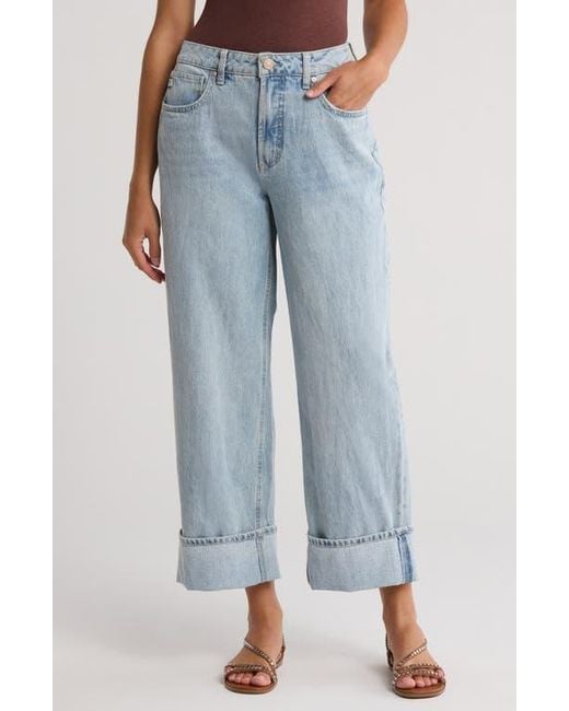 Seven7 Blue Cuffed High Waist Baggy Jeans