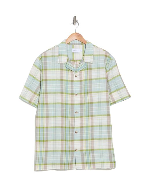Topman Green Regular Fit Plaid Revere Collar Button-up Shirt for men