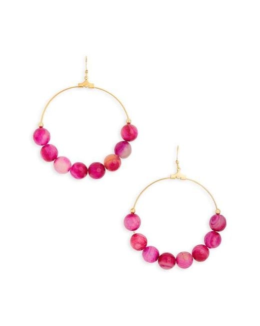 Kenneth Jay Lane Pink Agate Beaded Circle Drop Earrings