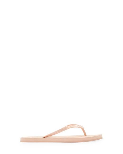 Stuart Weitzman Pink Embossed Croc Flip Flops