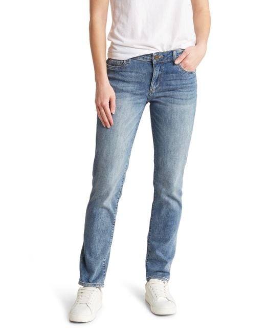 Kut From The Kloth Blue Katy Mid Rise Cotton Stretch Boyfriend Jeans