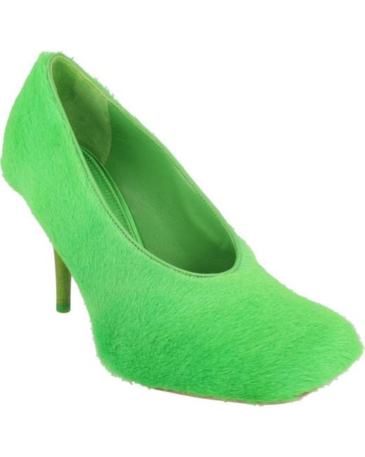Givenchy Green Square Toe Spike Heel Genuine Calf Hair Pump