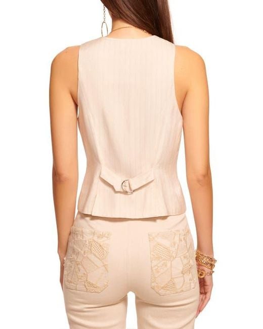 Ramy Brook Natural Metallic Stripe Vest