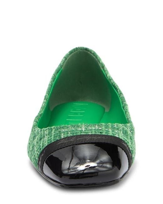 Karl Lagerfeld Green Zofia Cap Toe Tweed Flat