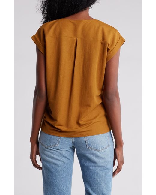 Bobeau Orange Dolman Sleeve Piqué T-shirt