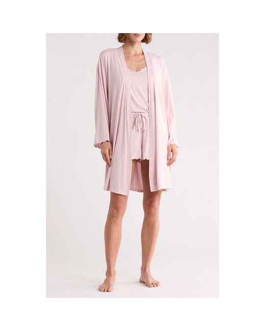 Pink Cashmere Short Robe Danskin Camisole Short Pajamas & Robe Set in Pink | Lyst