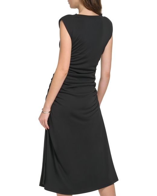 DKNY Black Ruched A-line Dress