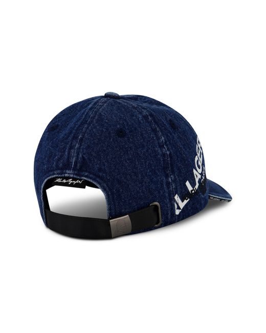 Karl Lagerfeld Blue Logo Denim Baseball Cap for men