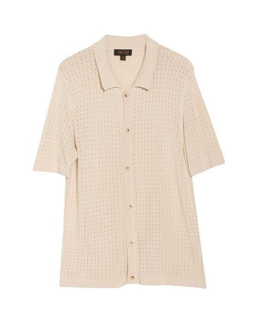 Truth Natural Short Sleeve Open Knit Button-Up Shirt for men