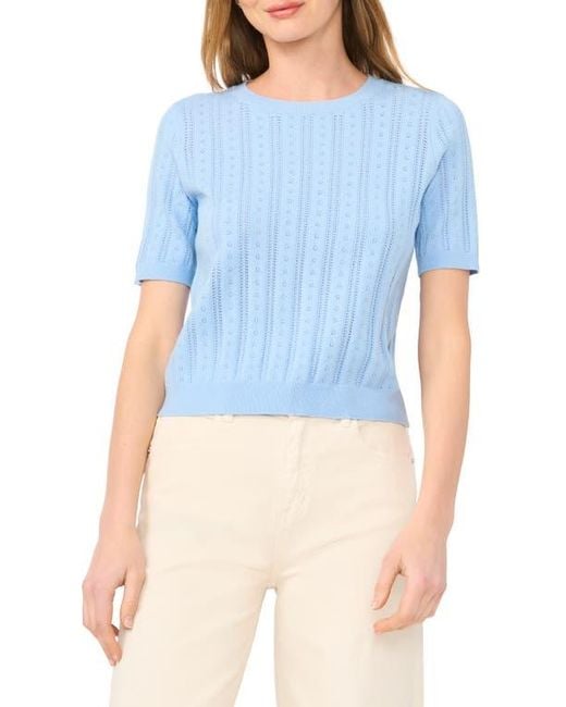 Cece Blue Pointelle Knit Sweater