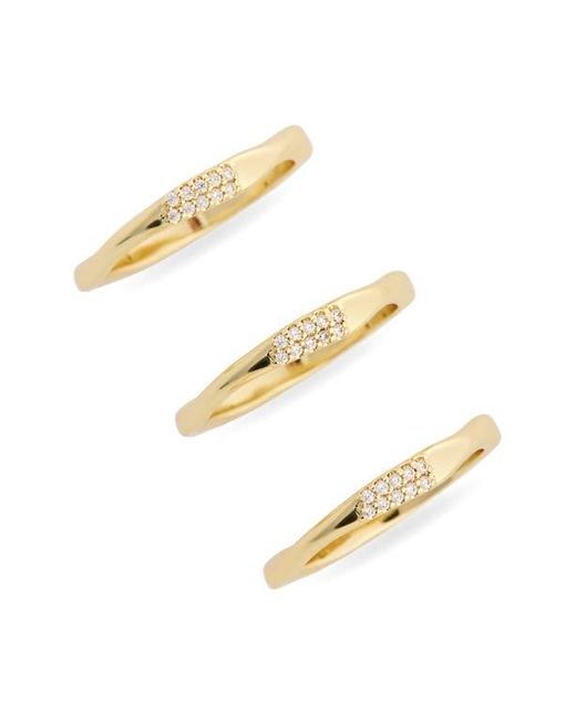 Nordstrom Rack Metallic Demi-Fine Set Of 3 Cubic Zirconia Molten Band Rings