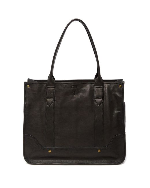 Frye Black Madison Shopper Leather Tote Bag