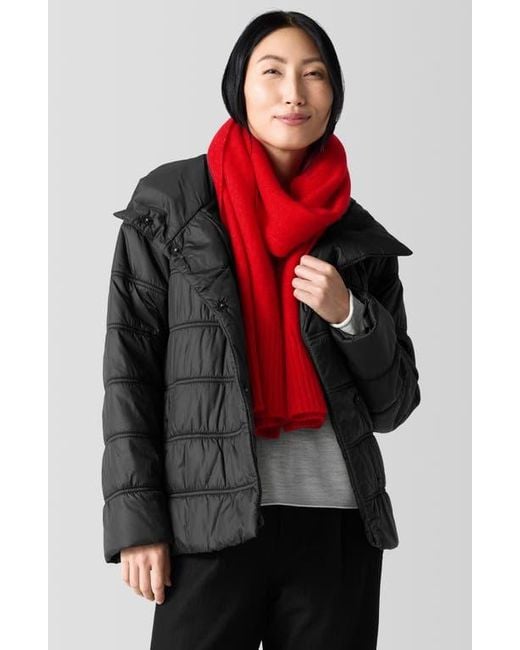 Eileen Fisher Red Rib Cashmere Blend Wrap