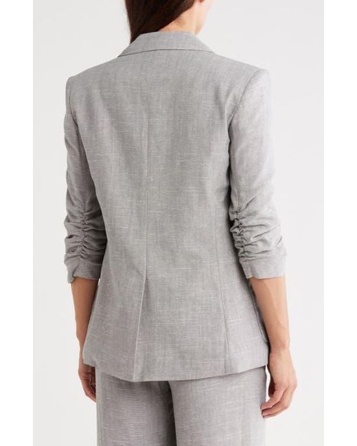 Calvin Klein Gray Scrunched Sleeve Blazer