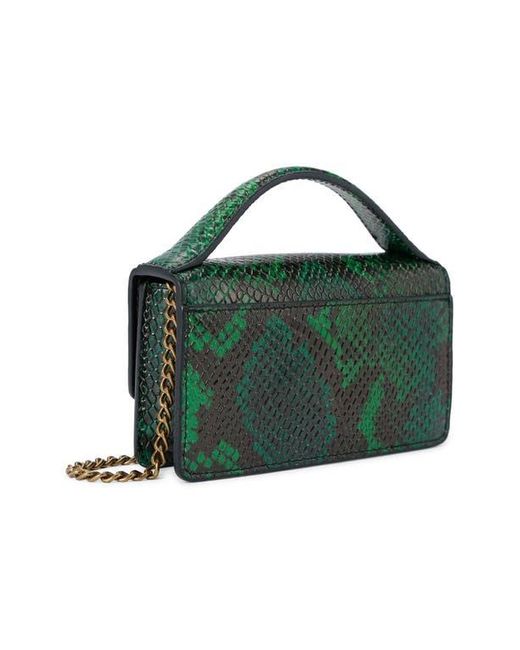 Kurt Geiger Green Extrasmall Bond Croc Embossed Leather Top Handle Bag