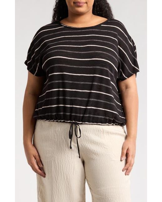 Max Studio Black Stripe Dolman Sleeve Bubble Hem Top