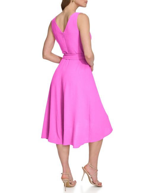 DKNY Pink Wrap Front Sleeveless High-low Dress