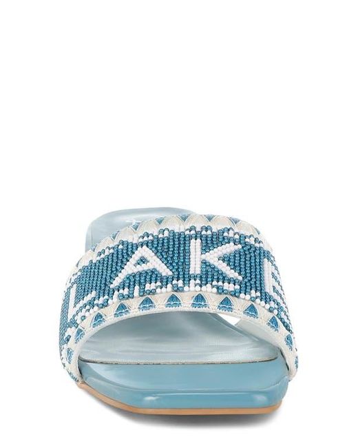LONDON RAG Blue Vacay Babe Lake Como Beaded Slide Sandal