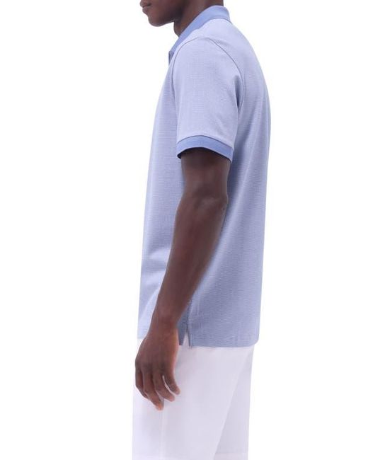 Bugatchi Blue Contrast Trim Zip Polo for men