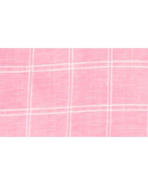 Tailorbyrd Pink Windowpane Stretch Cotton Short Sleeve Button-Down Shirt for men