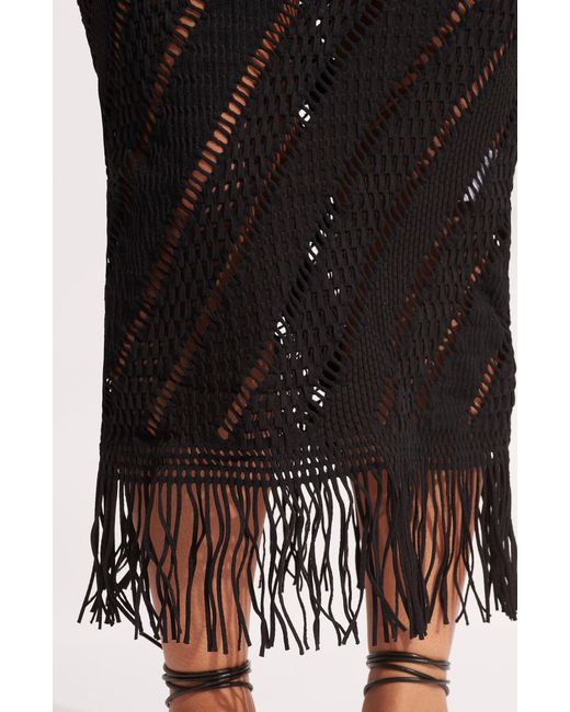 Seafolly Black Marrakesh Tassel Cover-up Midi Skirt