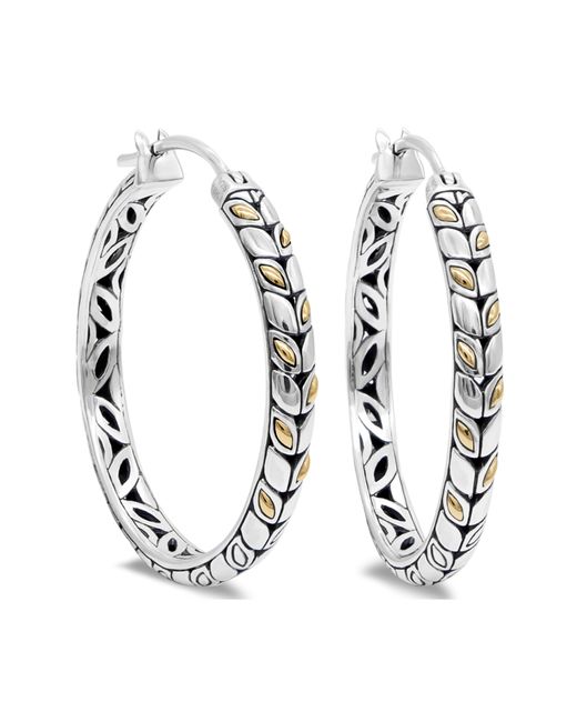 DEVATA Multicolor Sterling Silver With 18k Gold Accents Hoop Earrings