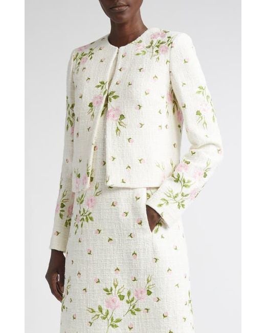 新品SALE☆ GIAMBATTiSTA VALLi ジャケット Giambattista Valli Rose Embroidered Cotton Blend Jacket in White