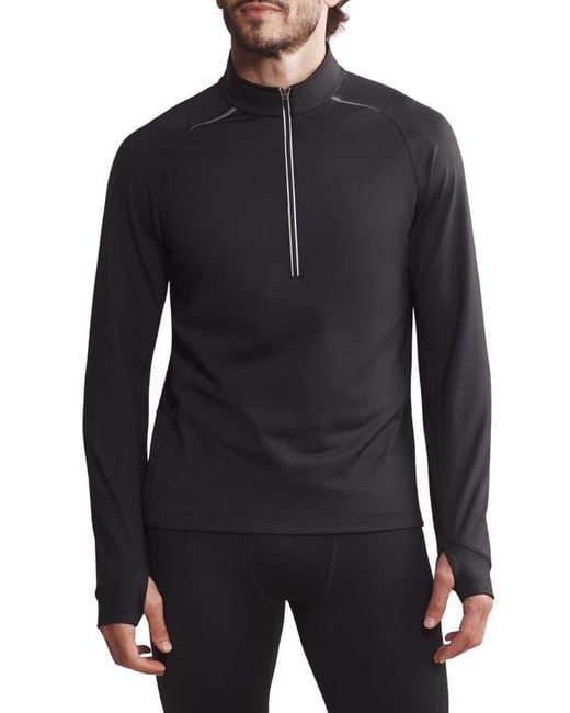Rhone Black Thermal Run 1/2 Zip Pullover for men