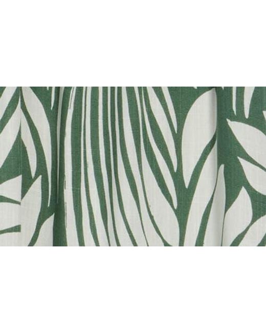 AREA STARS Green Fan Print Cold Shoulder Maxi Dress