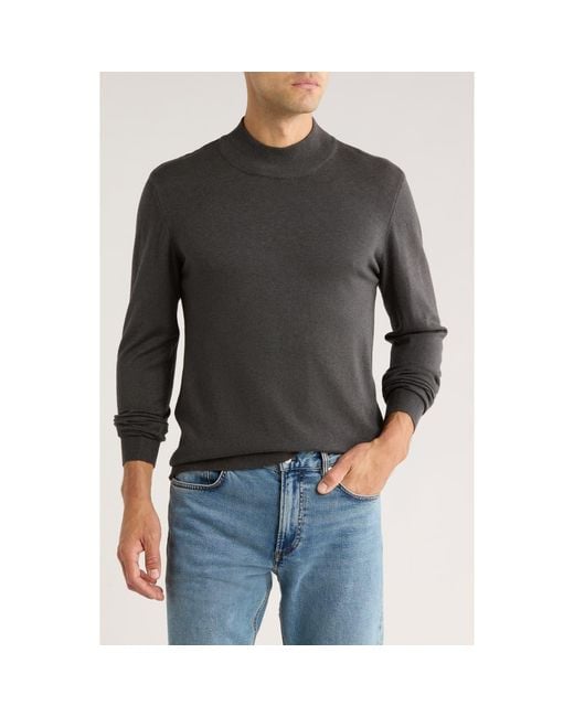 T.R. Premium Black Slim Fit Mock Neck Sweater for men