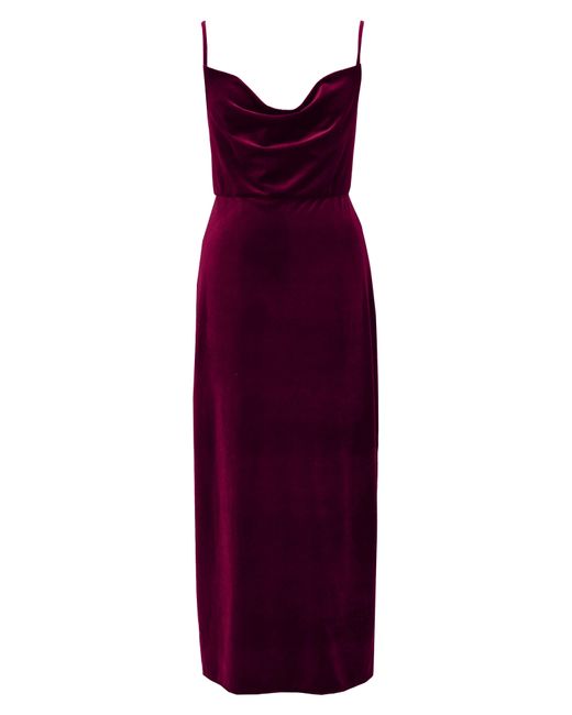 Taylor Dresses Purple Cowl Neck Stretch Velvet Dress