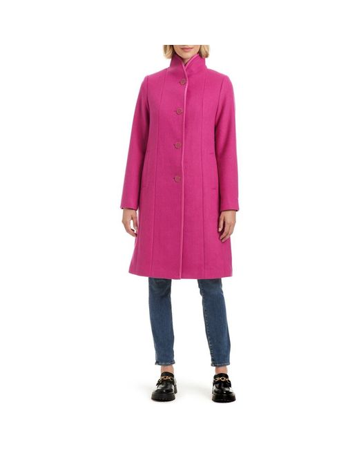 Kate Spade Satin Trim Stand Collar Coat in Pink | Lyst Kate Spade Satin Trim Stand Collar Coat in Pink | Lyst