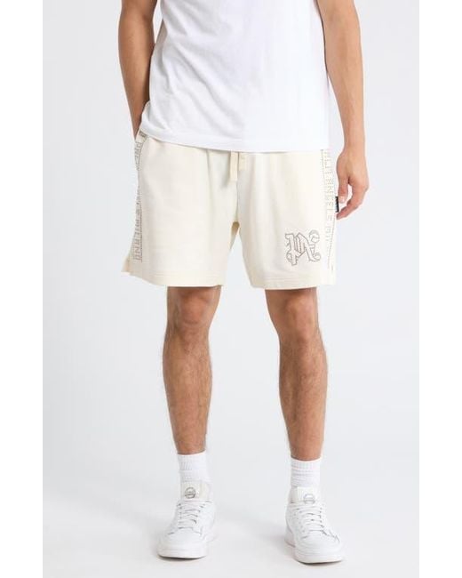 Palm Angels Natural Studded Drawstring Shorts for men