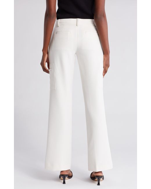 DKNY White Stretch Twill Cargo Pocket Pants