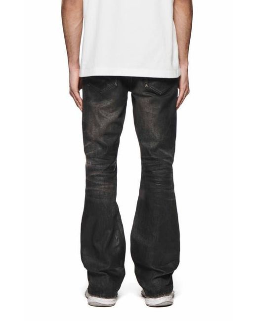Purple Brand Black Super Stack Coated Flare Jeans for men