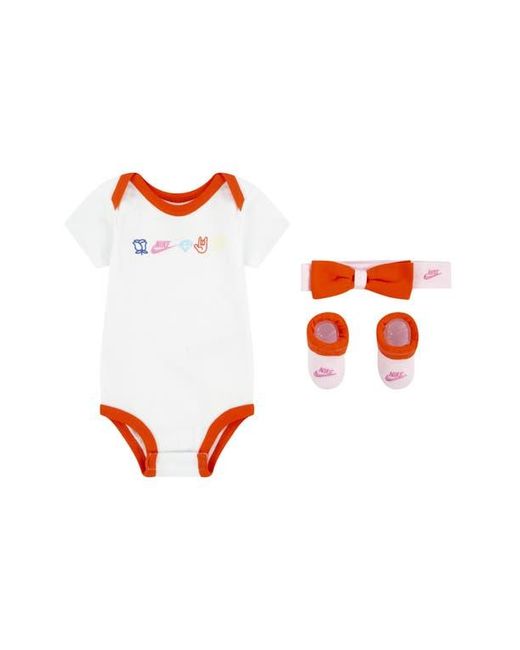 Nike Red Xo Swoosh Bodysuit, Booties & Headband Set