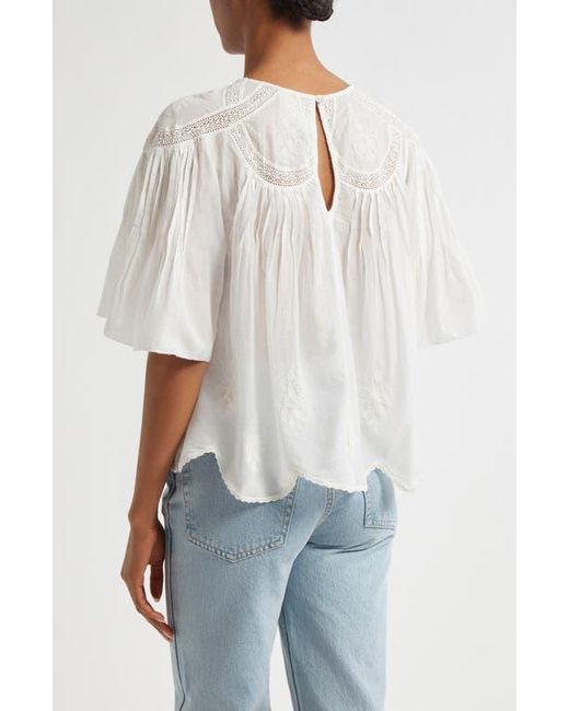 Farm Rio White Embroidered Short Sleeve Top