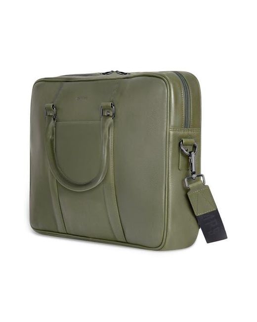 CHAMPS Green Compact Leather Slim Briefcase for men