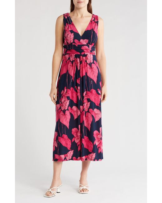 Tommy Hilfiger Red Island Orchid Jersey Maxi Dress