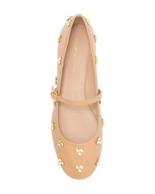 Stuart Weitzman Natural Tammy Crystal Mary Jane Flat