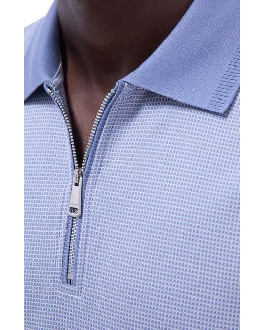 Bugatchi Blue Contrast Trim Zip Polo for men