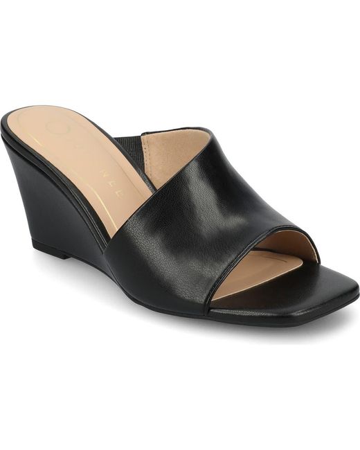 Journee Collection Black Clementine Wedge D'Orsay Sandal