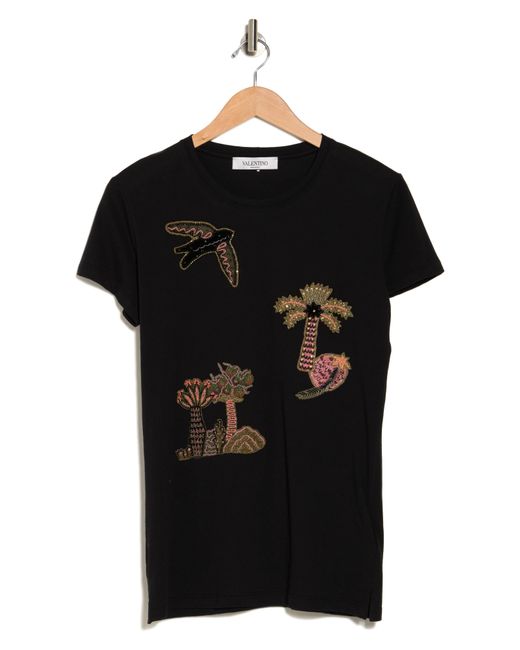 Valentino Black Tropical Embellishments T-shirt