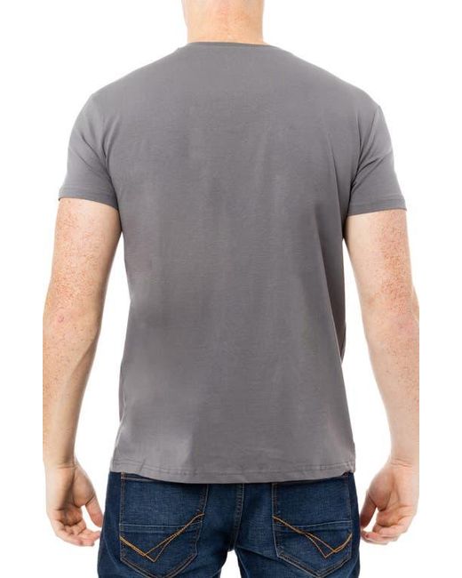 Xray Jeans Gray Split Neck Cotton Jersey Tee for men
