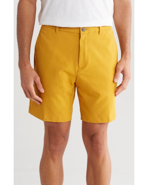 Original Penguin Yellow Solid Flat Front Golf Shorts for men