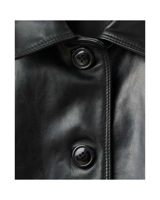 Mango Black 100% Leather Bomber Jacket